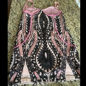 Pink & Black Multi Sequin Dress